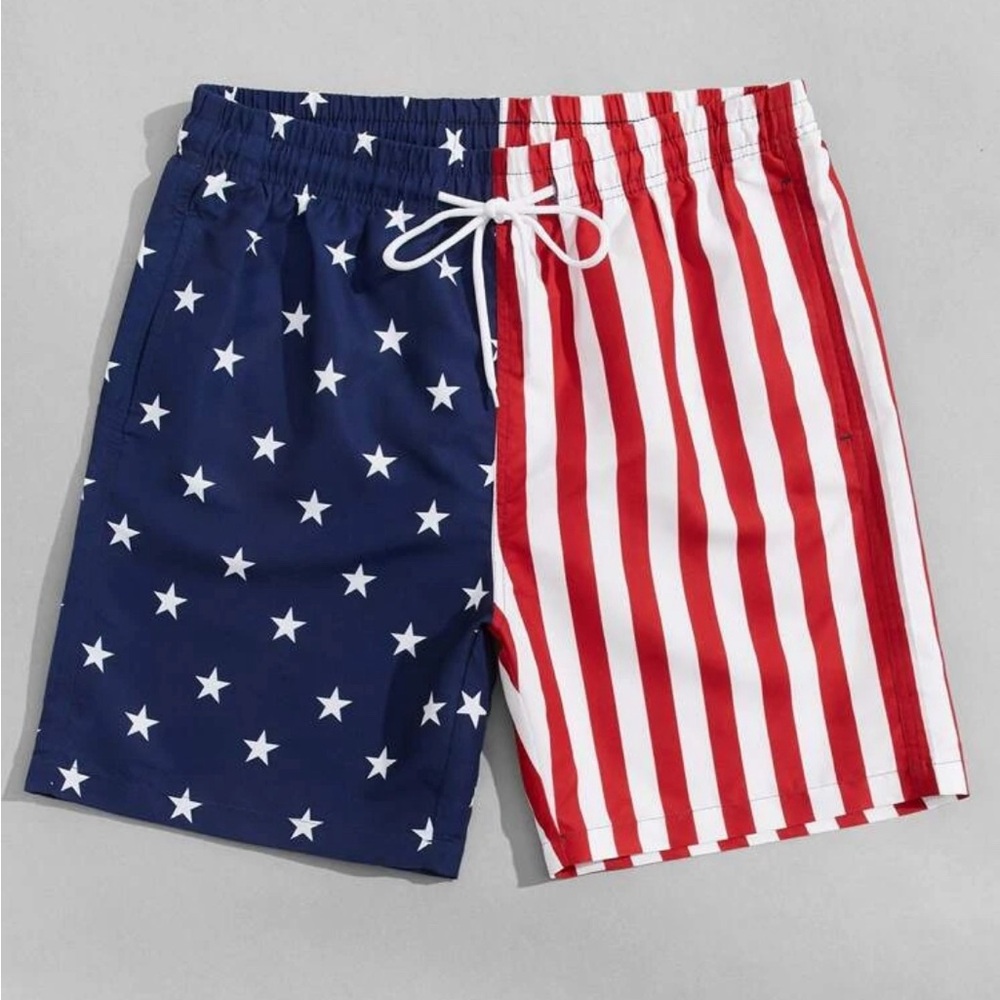 Men’s American flag swim trunks